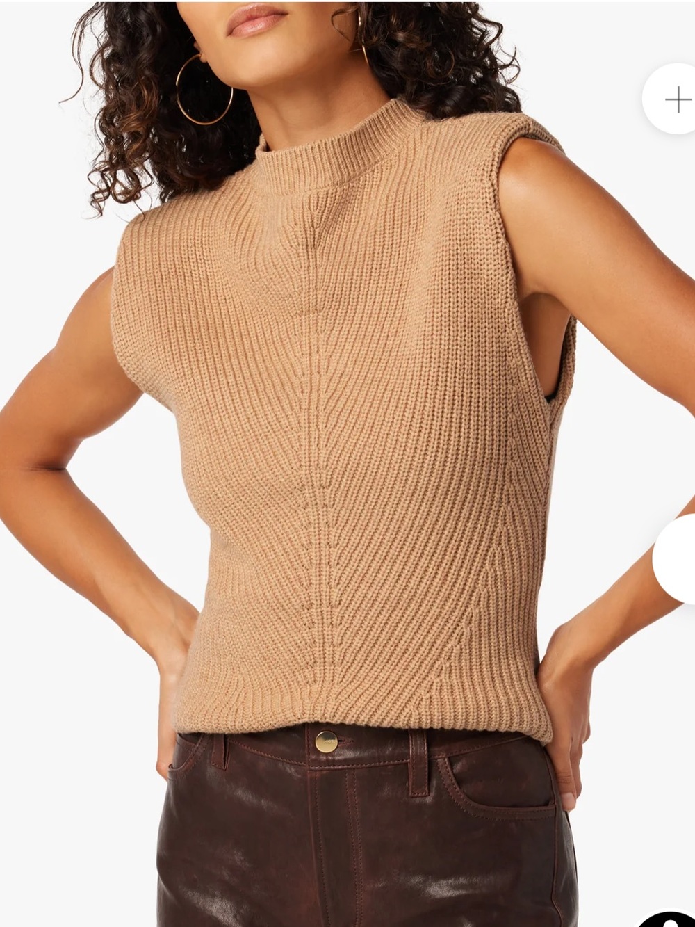 NWT JOE’S MOIRA SLEEVELESS WOOL BLEND SWEATER IN CAMEL